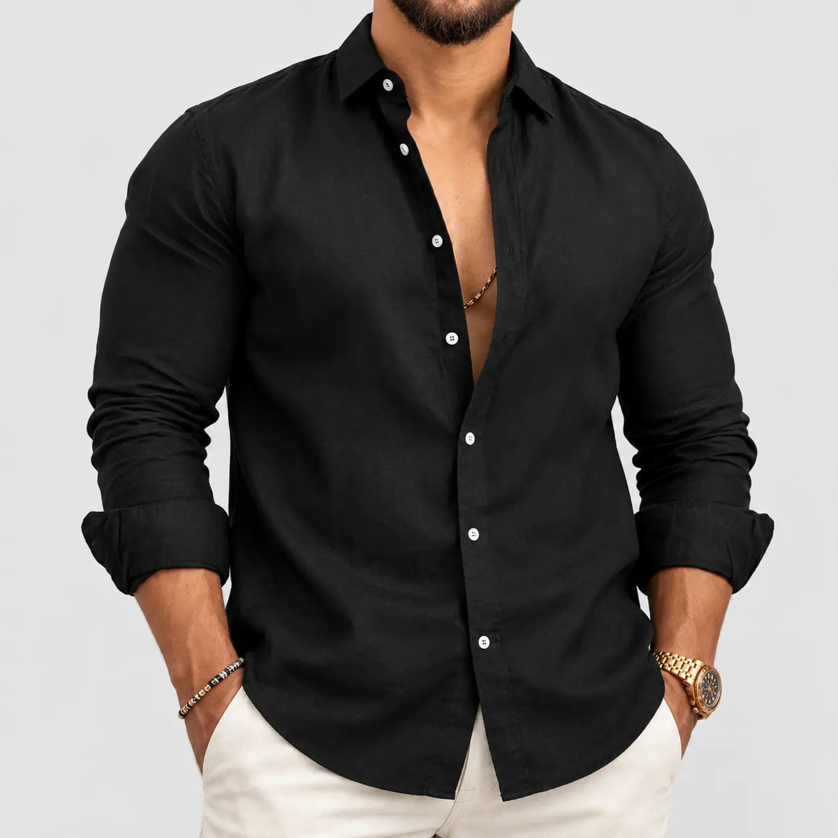 (PAGUE 1 LEVE 2) Camisa de Linho Premium Masculina + BRINDE