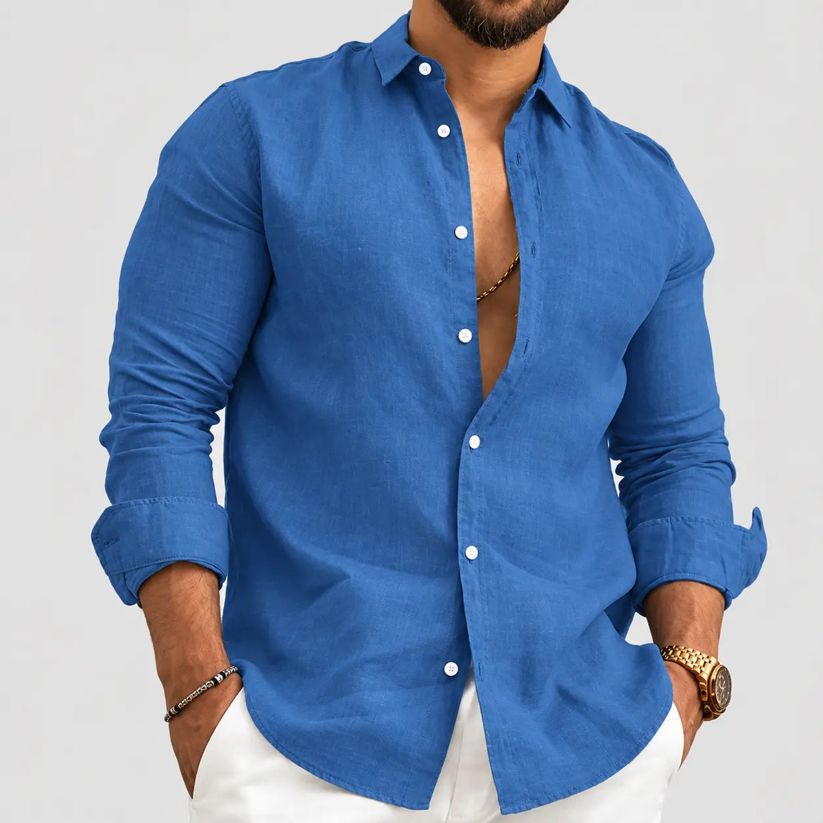 (PAGUE 1 LEVE 2) Camisa de Linho Premium Masculina + BRINDE