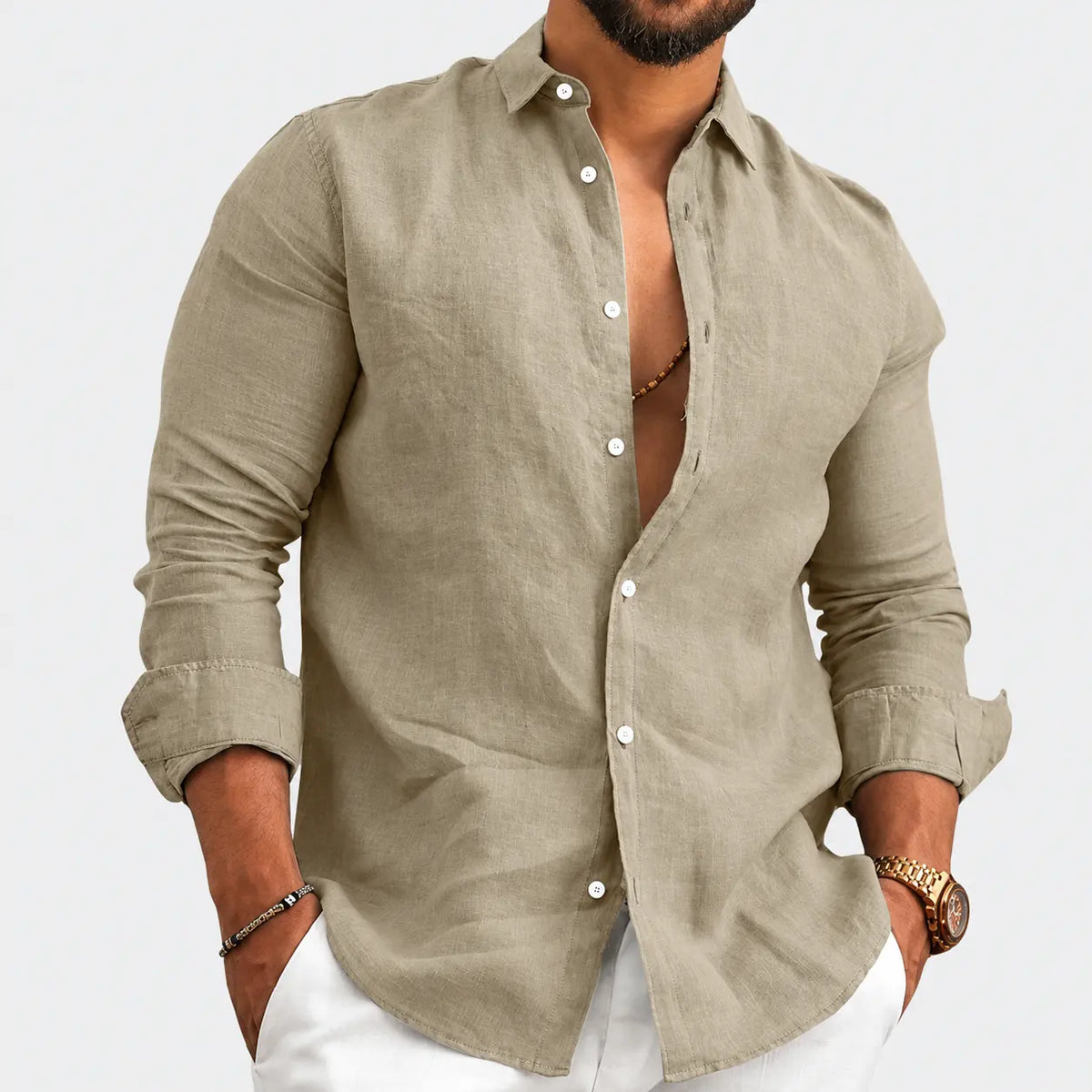 (PAGUE 1 LEVE 2) Camisa de Linho Premium Masculina + BRINDE